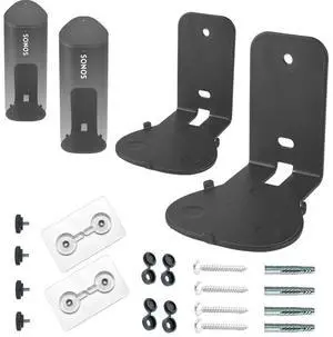EMAQUIN Wall Mounts Brackets for Sonos Roam 2/Sonos Roam/Sonos Roam SL(Include 2 PCS,Drill Free,Sturdy Metal,Enduring Paint Finish,Easy Install,Compatible with Sonos Roam/Roam 2/Roam SL,Black)