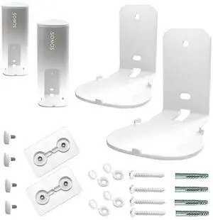 EMAQUIN Wall Mounts Brackets for Sonos Roam 2/Sonos Roam/Sonos Roam SL(Include 2 PCS,Drill Free,Sturdy Metal,Enduring Paint Finish,Easy Install,White)