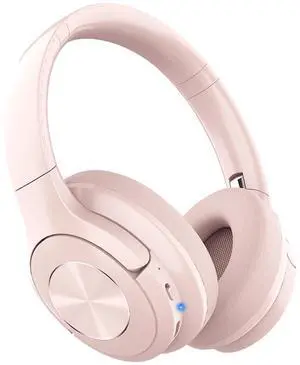 Pink Headphones Wireless Bluetooth Headphone Over Ear 65 Hours Playtime Foldable Deep Bass HiFi Stereo Wireless On Ear Headsets with Microphone Lightweight Soft Earmuff, for Phone,TV,Travel Pink