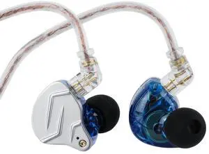 Linsoul KZ ZSN Pro Dual Driver 1BA+1DD Hybrid Metal Earphones HiFi in-Ear Monitor with Detachable Recessed 2Pin Cable, Zin Alloy Panel (with Mic, Blue)