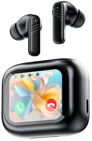 Active Noise Cancelling Earbuds ANC with Smart Touch Screen, Blue Tooth Ear Buds Earphones for iPhone Android TWS True Wireless Bluetooth Earbuds, Sports Workout Gym Running In Ear Headphones for Men