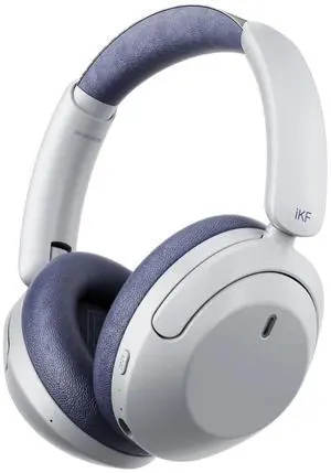 iKF T3 Wireless Bluetooth Over-Ear Headphones, 43dB Active Noise Cancelling, HiFi Sound with 3 EQ Modes, 125H Playback, Ambient Sound Mode, USB Wired Audio, Foldable Comfortable Design (Grayblue)