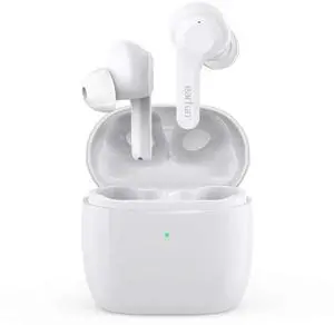 EarFun Air True Wireless Earbuds, Bluetooth Earbuds with 4 Mics, Sweatshield IPX7 Waterproof with Volume Control, USB-C Fast Charge, in-Ear Headphones with Wireless Charging, Deep Bass, 35Hrs, White