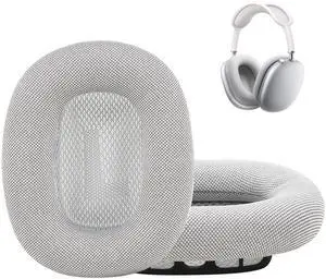Earrock Replacement Earpads Earcups for Apple AirPods Max Headphones with Memory Foam, Knit Fabric, Silicone and Magnet (Silver)