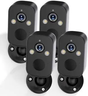 Rraycom 4Pack Security Cameras Wireless Outdoor, 5MP Battery Powered Indoor Camera, 130° FOV, Color Night Vision, Spotlight Siren Alarm, 2-Way Audio, Cloud/SD, w/Alexa