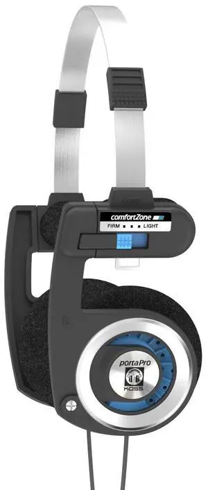 Koss Porta Pro Classic On-Ear Headphones, Retro Style, 3.5mm Wired Plug, Durable, Black/Silver