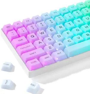 Womier Clear Keycaps, White Elegant Keycaps 75 Percent, Cherry Profile Keyboard Key caps Custom Set 140 Keys, White Fog Translucent for Cherry Gateron MX Mechanical Keyboard