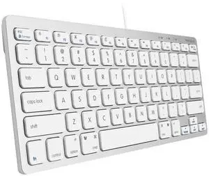 Macally Small Wired Keyboard for Mac and Windows - 78 Scissor Switch Keys Compatible Apple Keyboard - USB Mini Keyboard That Saves Space and Looks Great - Plug and Play Wired Mac Keyboard - Aluminum
