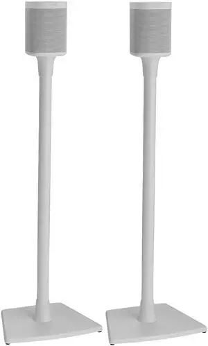 Sanus Speaker Stands Pair for Sonos One, One SL & Play:1 - Premium Fixed Height Speaker Stand w/Built-in Cable Management Channels & Easy 3-Step Install  White, Pair