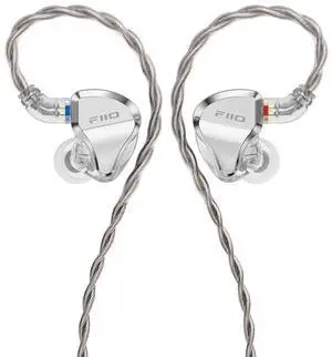 FiiO/JadeAudio JH5 1DD+4BA Hybrid 5 Drivers HiFi in-Ear Monitors Earphone, Detachable 0.78mm 2 Pin Cable 3.5mm Plug for Audiophile/Musician(Silver)