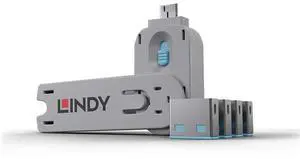 Lindy USB Port Blocker - Pack of 4, Blue (40452)
