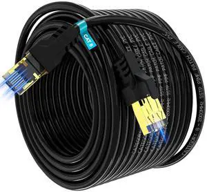 YSONG 100FT Cat 8 Ethernet Cable,High Speed 40Gbps,2000Mhz,26AWG,Gold Plated RJ45 Connector,for Outdoor&Indoor Weatherproof UV,for/PC/Modem/Router/Gaming,Faster Than Cat7/Cat6/Cat5