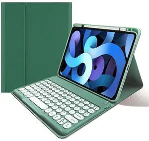 kaitesi Keyboard Case for iPad Mini A17 Pro/iPad Mini 6th Gen Detachable Keyboard with Pencil Charging Holder Slim Cover Round Key Color Keyboard (Dark Green)