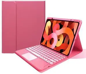 kaitesi Keyboard Case for iPad Air 11" (M3/M2)/ Air (5th/4th Gen) 10.9"/ Pro 11" (4th/3rd/2nd/1st Generation) Case with Touchpad Detachable Color Keyboard,Dark Pink