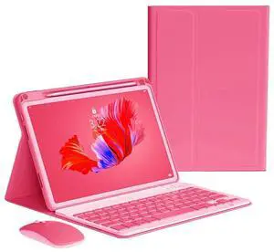 kaitesi Keyboard Case Mouse for iPad A16 (11th Gen,11")/ iPad 10th Generation 2022 10.9" Case with Magnetically Detachable Color Keyboard and Mouse Folio Cover (Dark Pink)