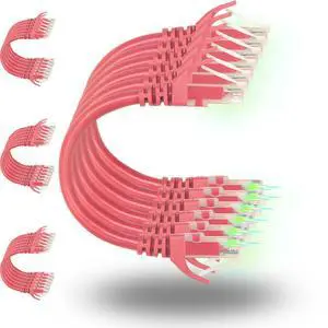 Rapink Patch Cables Cat6 5ft (24 Pack), Ethernet Patch Cable 10G Support, Cat 6 Patch Cable for Patch Panel to Switch, Flexiable Cat 6 Ethernet Cable with Gold Plated Red Rapink Patch Cables Cat6 5ft (24 Pack), Ethernet Patch Cable 10G Support, Cat 6 Patch Cable for Patch Panel to Switch, Flexiable Cat 6 Ethernet Cable with Gold Plated Red