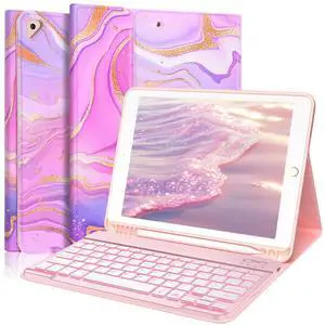 FUWANG Keyboard Case for iPad 9th 8th 7th Generation 10.2 inch, Detachable 7 Colors Backlit for iPad 9th Generation Case with Keyboard, Keyboard Case for iPad Pro 10.5"/Air 3rd Gen, with Pencil Holder