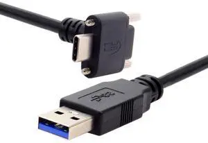 CY YC 90 Degree Up Down Angled Type Screw Locking USB-C to USB 3.0 Data 5Gbps Cable Type-C for VR Camera Laptop(800CM with Chipset)