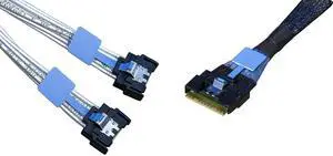 DiliVing   x8 to 2* x4,- 74Pin to 2*-- 38Pin,PCIe Gen5 Mini Cooledge IODouble Straight Cable 80CM(CBL-SAST-0953)