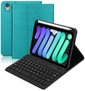 BORIYUAN iPad mini 7th (A17 Pro) Keyboard Case 2024, Detachable Wireless Bluetooth Keyboard Slim Folio Smart Cover with Pencil Holder for iPad mini 7th 2024/6th Generation 2021 8.3 inch - Green