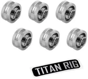 XSPC G1/4" to 1/2" ID, 3/4" OD Compression Fitting V2 for Soft Tubing, Chrome, 6-Pack