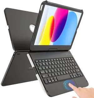 TaIYanG for iPad 10th Generation Case with Keyboard 10.9" 2022 & 11th (A16) 2025, Touch Trackpad Keyboard Case for 11/10th Generation-360° Rotate,Pencil Holder, Keyboard for iPad 10th Gen, Black