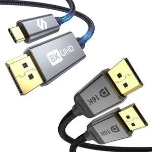 Silkland [8K USB C to DP Cable] + [16K DP to DP Cable] 6.6 FT