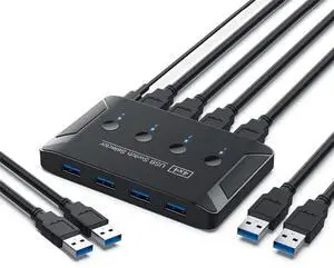 xiwai KVM USB 3.0 Switch Selector 4 Port PCs Sharing 4 Devices for Keyboard Mouse Scanner Printer