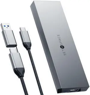 NVME Enclosure ['Tough Guy' Quality], 20 Gbps M.2 Enclosure for M-Key PCIe NVME, Solid Aluminium Alloy SETMSPACE M.2 Enclosure with USBC/A Cable, Screw Fixed SSD Enclosure for 2230/2242/2260/2280-NEW