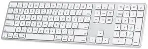 OMOTON Bluetooth Keyboard Compatible with Mac, with Numeric Keypad, Rechargeable Wireless Keyboard Compatible with MacBook Pro/Air, iMac, Mac mini/Pro Laptop and PC (Silver)