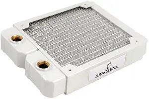 Dracaena.io 120mm - 28mm/1.1 inch Thick Computer Radiator, 14 Tubes Copper Water Cooling Cooler for CPU Heat Sink - Liquid Heat Exchanger Dual G1/4 Thread, White