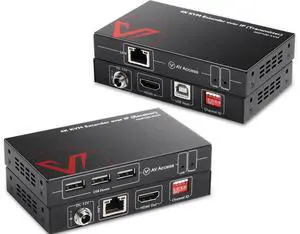 AV Access 4K HDMI USB KVM Extender TCP/IP Over Single Cat5e/6/6a/7 up to 120M(390ft), 1080P@120Hz, Plug & Play, Keyboard & Mouse Over Network, Zero Latency, 3 Ports USB Hub, DIP up to 16 Sets