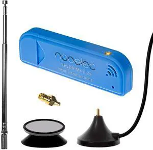 Nooelec NESDR Mini 2+ 0.5PPM TCXO RTL-SDR & ADS-B USB Receiver Set w/Antenna, Mount & Female SMA Adapter. RTL2832U & R820T2 Tuner. Low-Cost Software Defined Radio for Windows, Mac OS & Linux