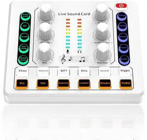 Live Sound Card, Mini Audio Mixer Board for PC Computer Phone, Voice Changer Sound Card for Switch, DJ Mixer, Podcast