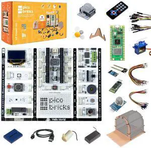 Picobricks Raspberry Pi Pico W Starter Kit with 12 Detachable Sensors and Extensive Learning Guide, Raspberry Pi Kit, Raspberry Pi Starter Kit, DIY Coding Kit