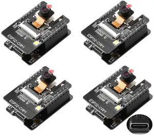 Aideepen ESP32-CAM W-BT Board ESP32-CAM-MB Type-C to Serial Port CH-340G with OV2640 2MP Camera Module Dual Mode Support NodeMCU 4PCS