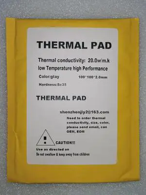Thermal pad Thermal Conductive Silicone Gap pad Grease Paste for Computer Graphics Card/CPU/RTX 3080 3090 20.8W/m.k (100mmx100mmx2.0mm), Gray