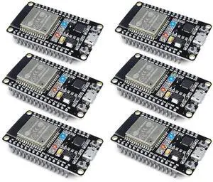 6-Pack ESP-WROOM-32 Development Board, Aideepen ESP32S Esp32 Development Board 2.4GHz Dual-Core Compatible with Arduin0, Nodemcu,and MicroPython (30PIN Micro USB)