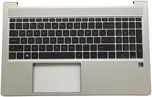 LTPRPTS Replacement Laptop Upper Case Palmrest Non-Backlit Keyboard Assembly Part for HP Probook 450 G8 455 G8 M21740-001 Silver