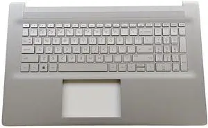 LTPRPTS Replacement Laptop Upper Case Palmrest Non-Backlit Keyboard Assembly Part for HP 17-CN 17-CP17T-CN 17Z-CP M50458-001 Silver