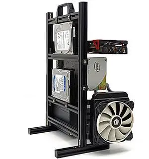 Yoqanr Mini ITX PC Test Bench Computer Water Cooling Open Frame Overclock Air Vertical Case Mini All Aluminum HTPC Support Graphics Card
