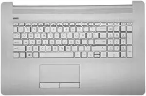 Replacement Upper Case Palmrest for HP 17-by 17T-by 17-CA 17Z-CA 17t-by400 17-by0026cy 17z-ca300 Series Laptop Backlight Keyboard Assembly with ODD Touchpad L92783-001 Natural Silver