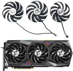 Coolerage 90MM 4Pin Graphics Cards Fans for MSI GeForce RTX 3060 3070 3080 3090 3060Ti 3070TI Gaming X Trio, GUP Fans for MSI Radeon RX 6800 6900 XT Gaming X Trio Video Card (Original 3Pcs-Lot)