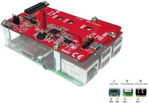 Ableconn PIUSB-M2S USB to M.2 SATA SSD Converter Stackable Board for Raspberry Pi