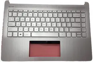Replacement for Hp 14T-DQ200 14-DQ 14-FQ 14s-dq 14s-dr 14s-fq Laptop Upper Case Palmrest Keyboard Assembly Part L88200-001 Sliver