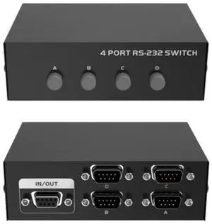 Serial DB9 Pin RS232 Switcher Sharer Splitter 4 in 1 Out 2 in 1 Out 1 in 4 Out Bidirectional Switching (1 Host at a time) 4 Computer Hosts Laptop Sharing Monitor or Hard Disk