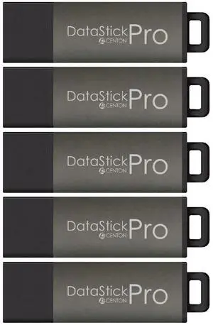 Centon DataStick Pro USB 3.0 Flash Drive 128GB x 5, Charcoal Metallic (S1B-U3P31-128G-5)