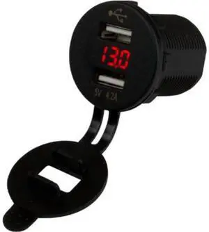 Sea-Dog Dual USB Socket/Voltmeter w/Hidden Display
