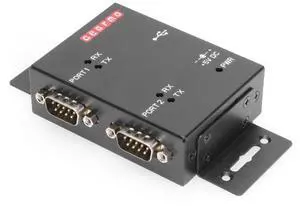 Gearmo Dual Port USB to Serial RS-232 Adapter w/LEDs, Mountable, Wide OS Compatibility, FTDI Chip