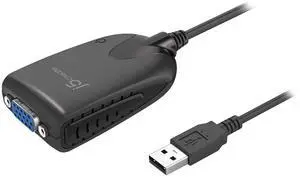 j5create USB to VGA Display Cable 3.3ft/100cm, USB Type-A to VGA Adapter Converter Compatible with Windows - Black (JUA190)